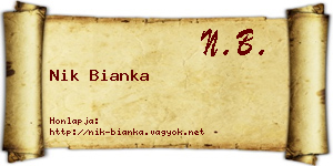 Nik Bianka névjegykártya